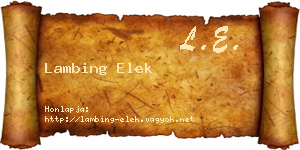 Lambing Elek névjegykártya